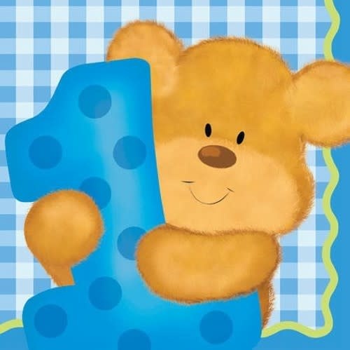 Bears 1st Birthday - Boy Beverage Napkins, 3-Ply