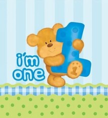Bears 1st Birthday - Boy Tablecover, Plastic 54"x108"