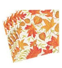 Woodland Leaves Paper Luncheon Napkins in Ivory - 20 Per Package