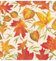 Woodland Leaves Paper Dinner Napkins in Ivory - 20 Per Package