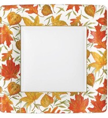 Woodland Leaves Square Paper Dinner Plates in Ivory - 8 Per Package