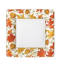 Woodland Leaves Square Paper Salad & Dessert Plates in Ivory - 8 Per Package