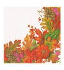 Harvest Garland White Luncheon Napkins - 20 Per Package