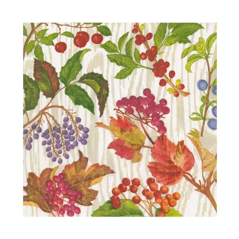 Berry Botanical Taupe Luncheon Napkins - 20 Per Package