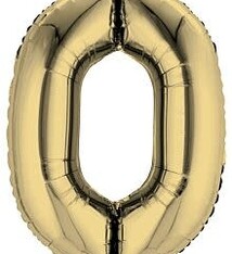 Number "0" Mylar Balloon - 34"  White Gold