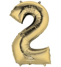 Number "2" Mylar Balloon - 34"  White Gold