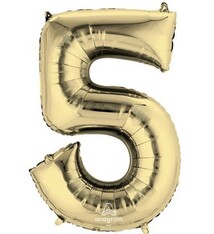 Number "5" Mylar Balloon - 34"  White Gold