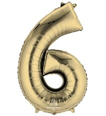 Number "6" Mylar Balloon - 34"  White Gold