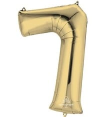 Number "7" Mylar Balloon - 34"  White Gold