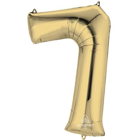Number "7" Mylar Balloon - 34"  White Gold