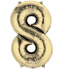 Number "8" Mylar Balloon - 34"  White Gold