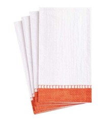 Linen Border Paper Guest Towel Napkins in Coral - 15 Per Package