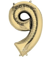 Number "9" Mylar Balloon - 34"  White Gold