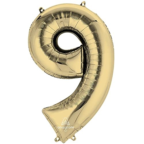 Number "9" Mylar Balloon - 34"  White Gold