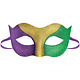 Purple Green Yellow Glittered Mardi Gras Masquerade Mask Plastic