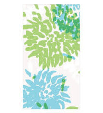 Chrysanthemum Turquoise/Lime Guest Towel - package of 15