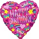 18" Iridescent Happy Birthday Rainbow Hearts - #28