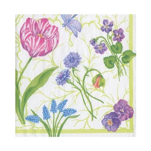 Floral Majolica Cocktail Napkins - 20 Per Package