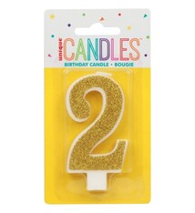 Glitter Number "2" Birthday Candle Assorted Colors