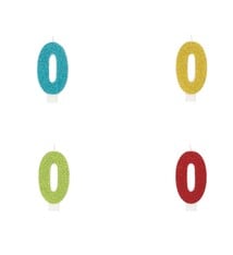 Glitter Number "0" Birthday Candle Assorted Colors
