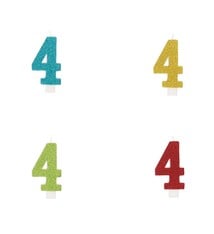 Glitter Number "4" Birthday Candle Assorted Colors