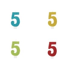 Glitter Number "5" Birthday Candle Assorted Colors