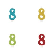 Glitter Number "8" Birthday Candle Assorted Colors