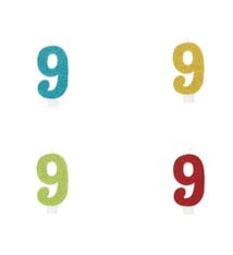 Glitter Number "9" Birthday Candle Assorted Colors