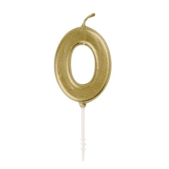 Gold Mini Number 0 Birthday Candle