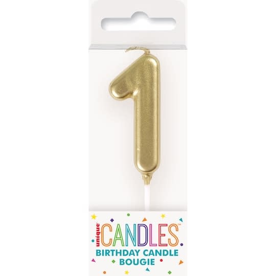 Gold Mini Number 1 Birthday Candle