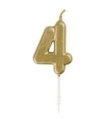 Gold Mini Number 4 Birthday Candle