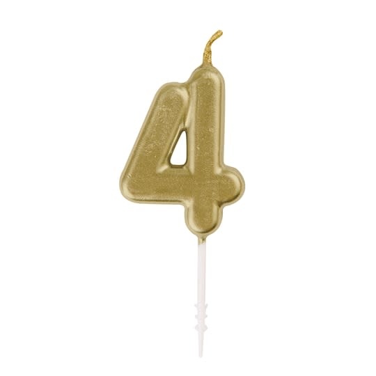 Gold Mini Number 4 Birthday Candle