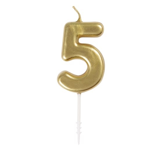 Gold Mini Number 5 Birthday Candle