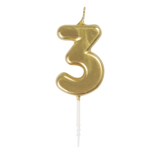 Gold Mini Number 3 Birthday Candle