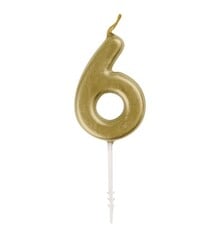 Gold Mini Number 6 Birthday Candle