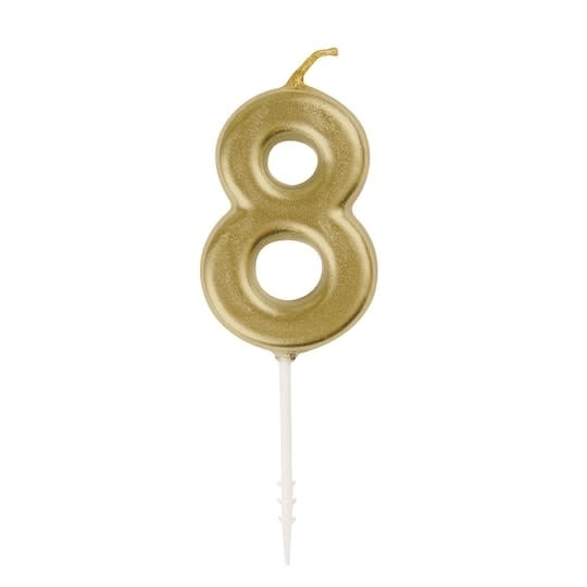 Gold Mini Number 8 Birthday Candle