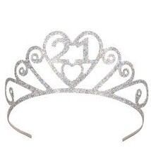 Glittered Metal "21" Tiara
