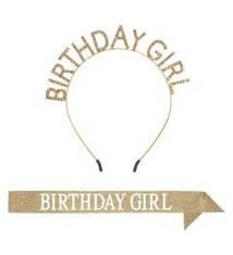 Birthday Girl Headband & Gltrd Sash Set