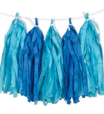 Royal Blue & Light Blue Paper Tissue  Tassel Garland- 9 Feet