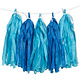 Royal Blue & Light Blue Paper Tissue  Tassel Garland- 9 Feet