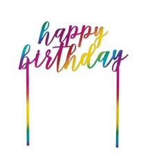 Plastic Metallic Rainbow Happy Birthday Cake Topper