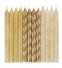 Glitter and Gold Spiral Birthday Candles Assorted (24 Count)