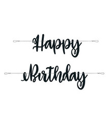 Black Script HBDay Banner 7 Feet