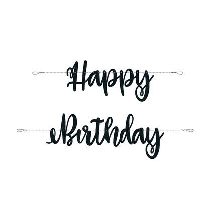 Black Script HBDay Banner 7 Feet