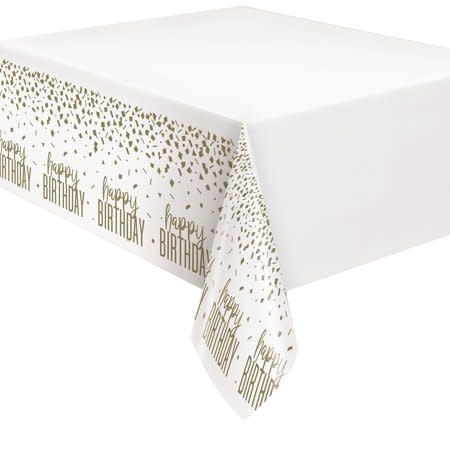 Confetti Gold Birthday Plastic Table cover 54" by 84"