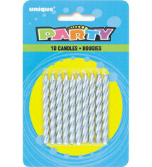 Silver Spiral Candles, 10 Count