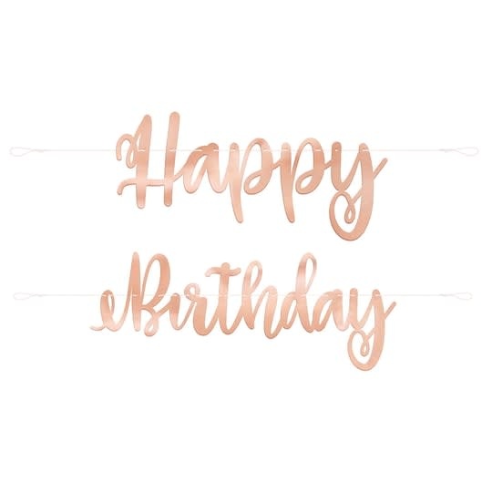 Rose Gold Script HBDay Banner 7 Feet