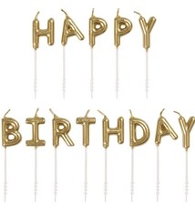 Gold Happy Birthday Letter Candle Picks