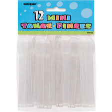 Plastic Tongs - Clear 12 Count