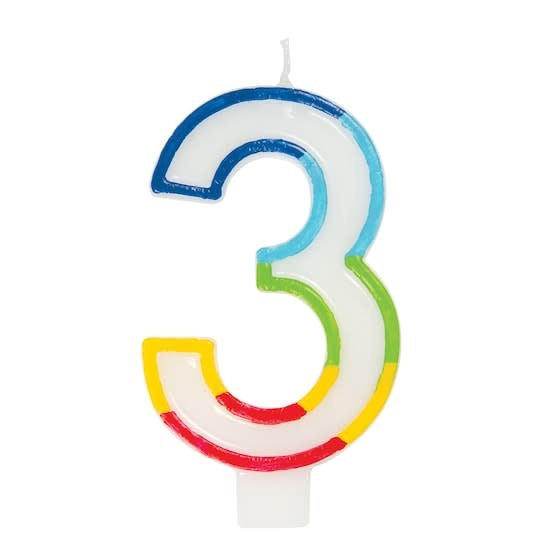 Number 3 Rainbow Birthday Candle